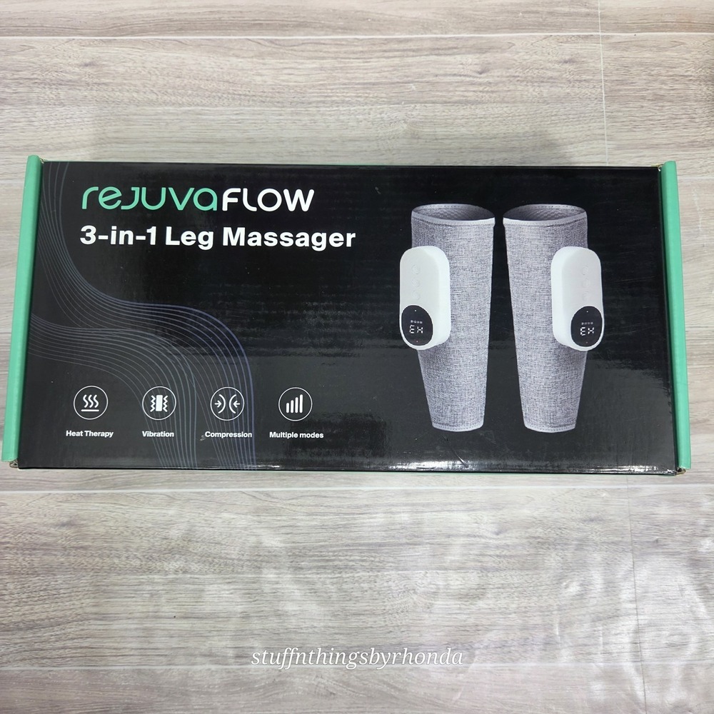 Pair RejuvaFlow Leg Calf Massager Swelling Circulation Heat Compression Dual 2
